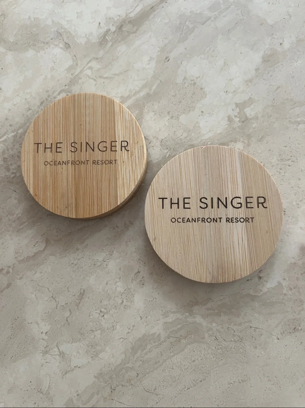The Singer Oceanfront Resort Bamboo Coasters ,Bottle Opener, Stainless,Magnetic
